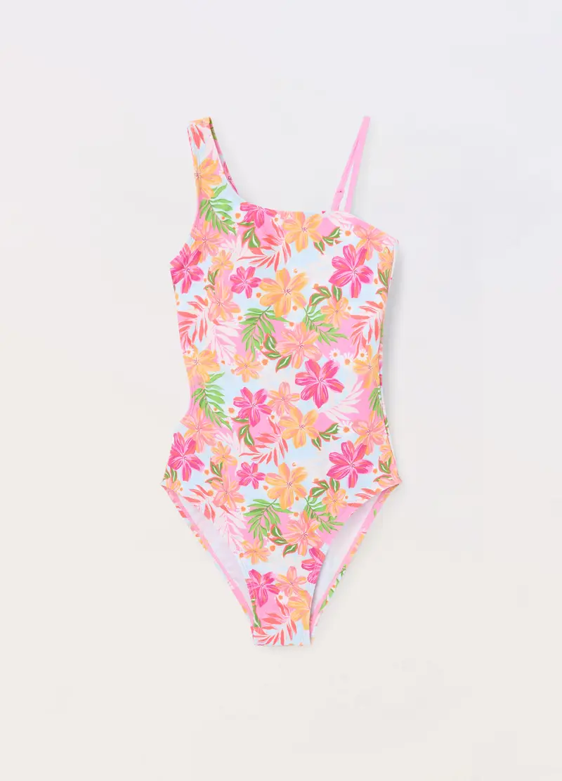 Blukids Costume Intero Floreale Ragazza, Unisex, Arancione papaya, Taglia: 9