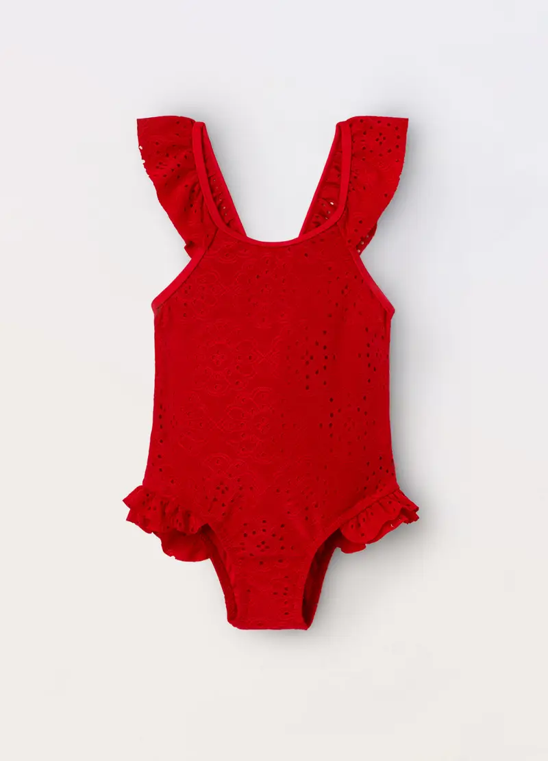 Blukids Costume Intero Ricamato Neonata, Rosso aragosta, Taglia: 1
