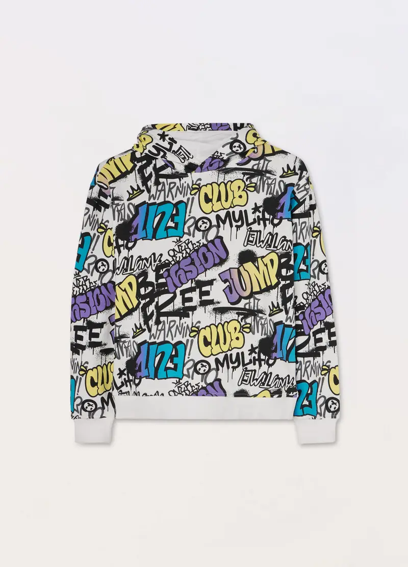 Blukids Felpa Con Cappuccio In Puro Cotone Ragazzo, Bambino, Bianco, Taglia: 9