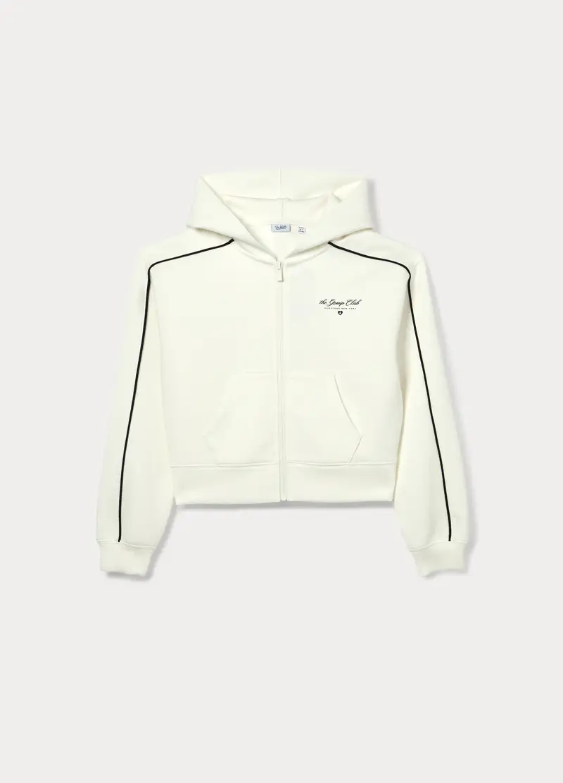 Blukids Felpa Con Cappuccio Misto Modal Ragazza, Bambina, Bianco panna