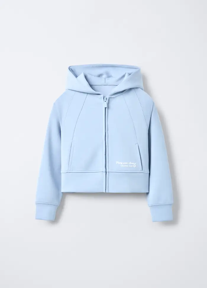 Felpa Con Cappuccio Misto Modal Stretch Bambina, Azzurro chiaro