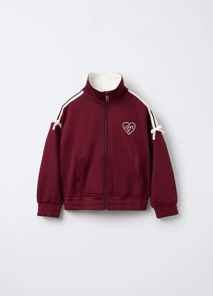 Felpa Full Zip Bambina, Rosso scuro