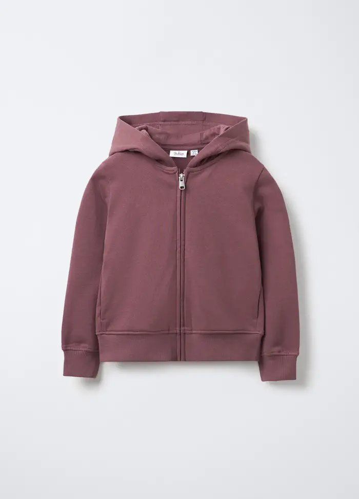 Felpa Full Zip Con Cappuccio Bambina, Viola vinaccia
