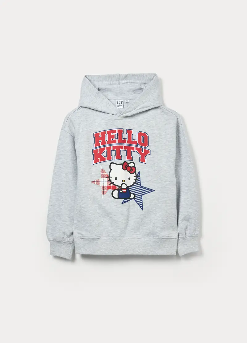 Blukids Felpa Hello Kitty In French Terry Con Cappuccio Ragazza, Bambina, Grigio chiaro melange