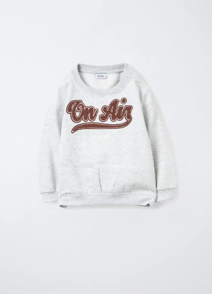 Blukids Felpa In Cotone Mélange Bambino, Grigio chiaro melange