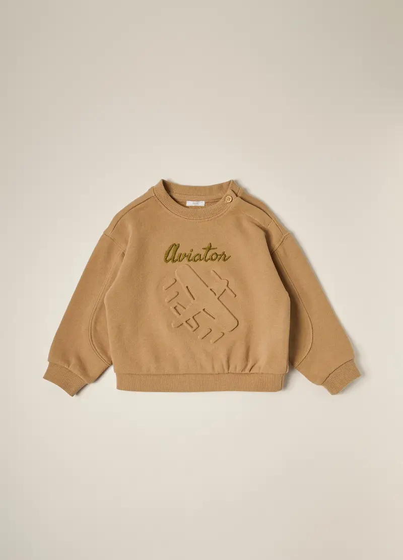 Blukids Felpa In French Terry Di Puro Cotone Iana Neonato, Marrone chiaro, Taglia: 6