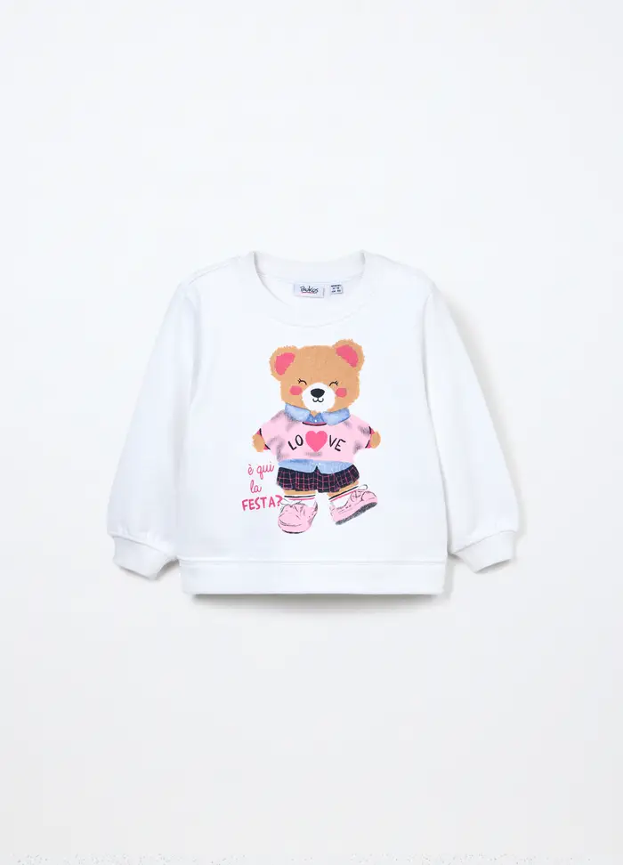 Blukids Felpa In French Terry Di Puro Cotone Neonata, Bambina, Bianco