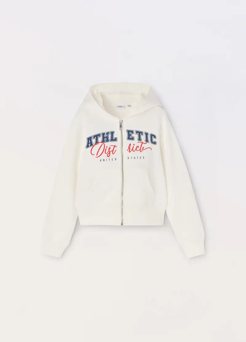 Blukids Felpa In French Terry Di Puro Cotone Ragazza, Bambina, Bianco gesso