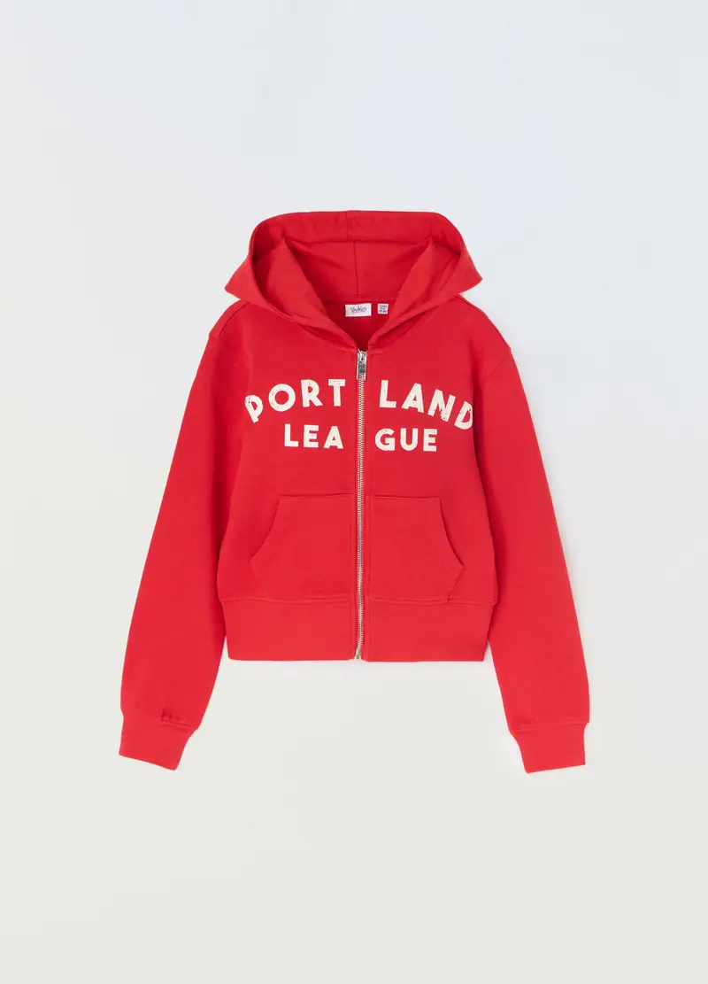 Blukids Felpa In French Terry Di Puro Cotone Ragazza, Bambina, Rosso aragosta, Taglia: 9