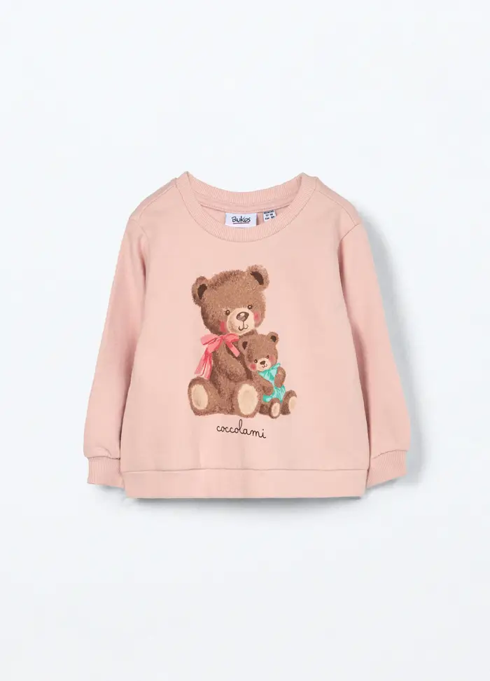 Blukids Felpa In Puro Cotone Fleece Neonata, Bambina, Rosa pastello