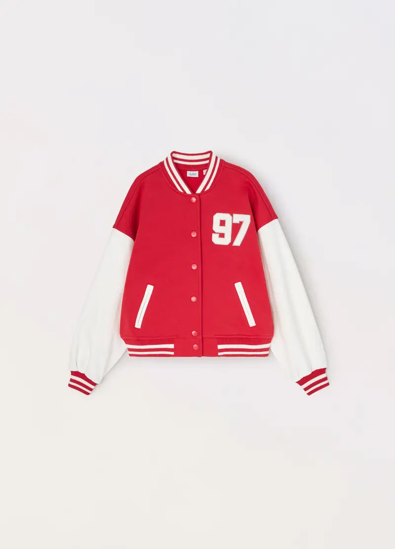 Blukids Felpa Varsity In Misto Cotone Ragazza, Bambina, Rosso aragosta, Taglia: 9