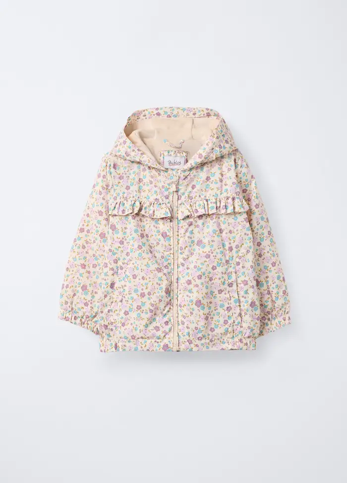Giacca Antipioggia Con Cappuccio Bimba, Bambina, Beige chiaro
