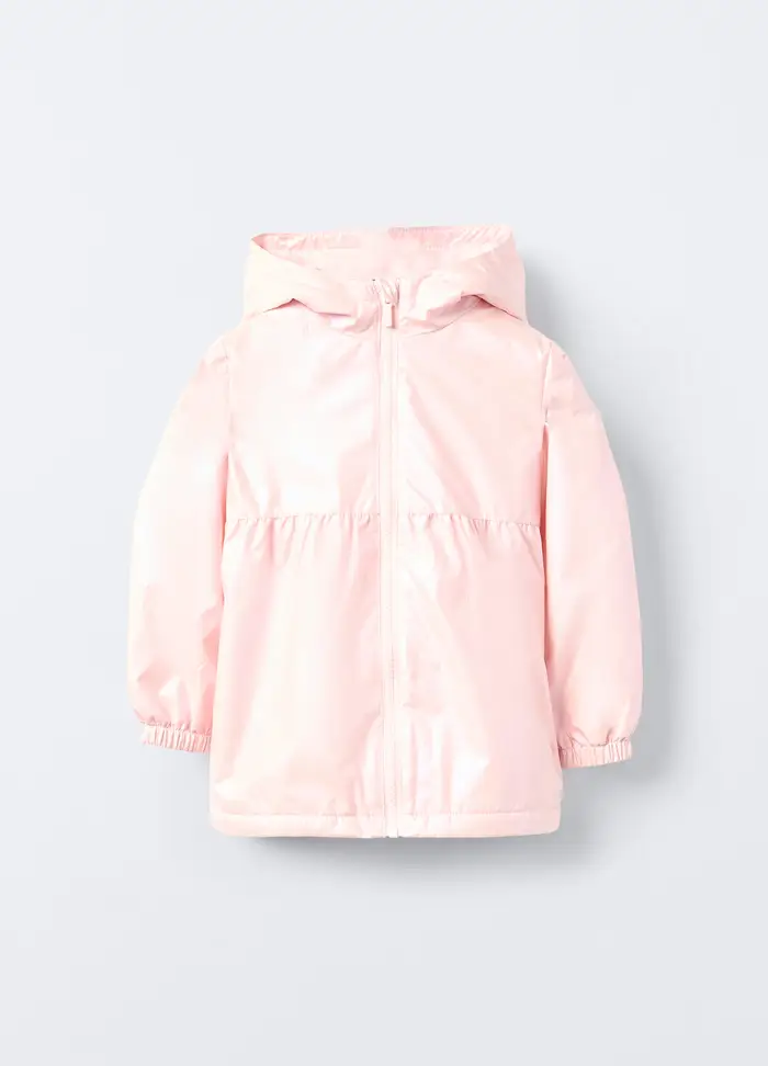 Giacca Antipioggia Con Cappuccio Bimba, Bambina, Rosa chiaro