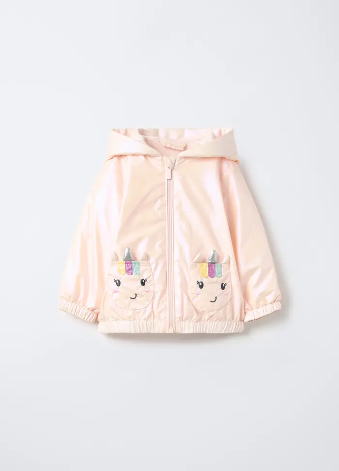 Giacca Antipioggia Con Cappuccio Bimba, Bambina, Rosa chiaro