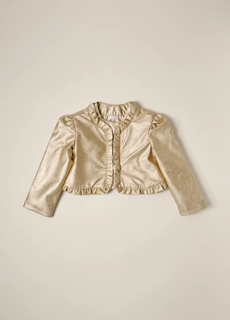 Blukids, Giacca In Eco Pelle Iana Neonata, Giallo Oro, Taglia: 6