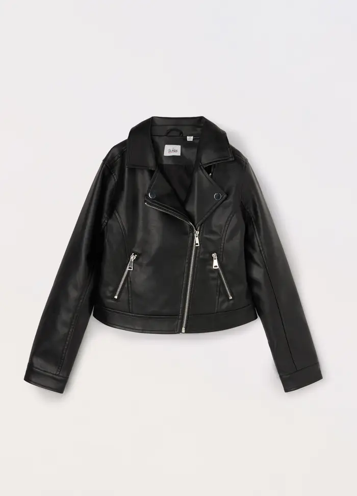 Blukids Giacca In Eco Pelle Ragazza, Bambina, Nero