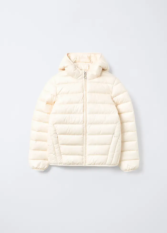 Blukids Giubbino Imbottito 100 Grammi Con Cappuccio Ragazza, Bambina, Bianco panna