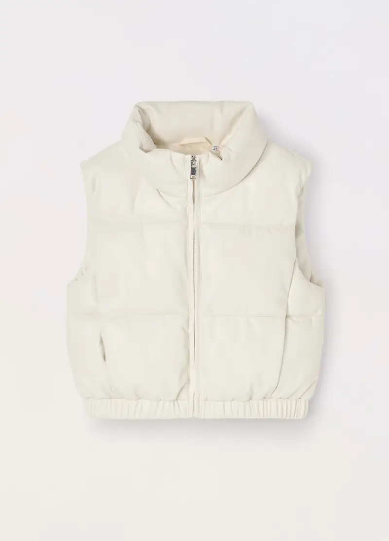 Blukids Giubbino Imbottito In Eco Pelle Ragazza, Bambina, Bianco panna, Taglia: 9