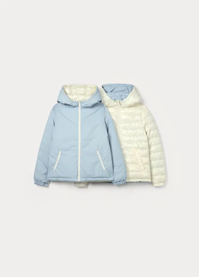 Blukids Giubbino Imbottito Ultra Leggero Reversibile Ragazza, Bambina, Azzurro chiaro