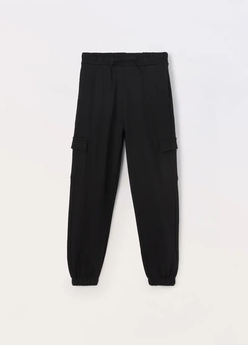 Blukids Jogger Cargo In French Terry Di Cotone Ragazza, Bambina, Nero, Taglia: 9