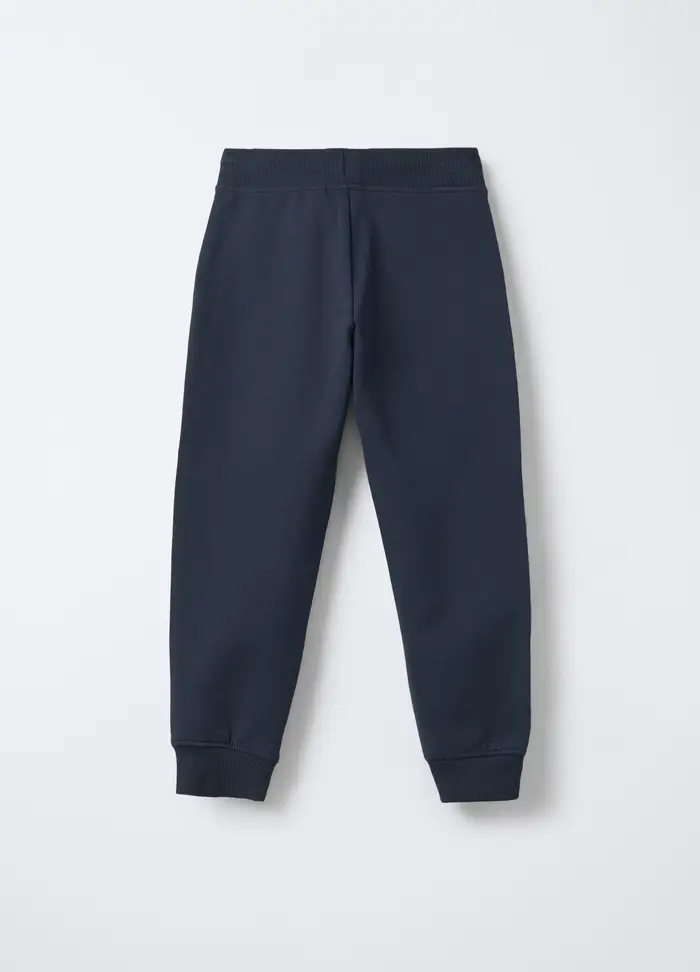 Jogger In Cotone Garzato Stretch Fit Regular Bambina, Blu scuro