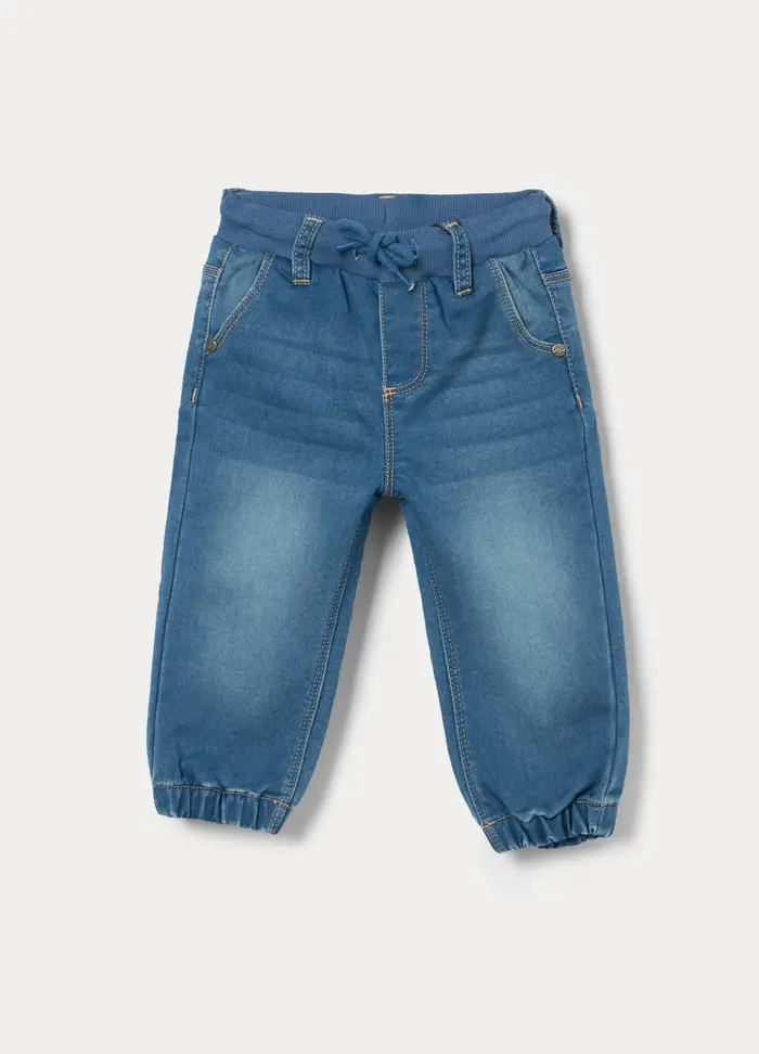 Blukids Jogger In Denim Misto Cotone Bimbo, Bambino, Blu denim