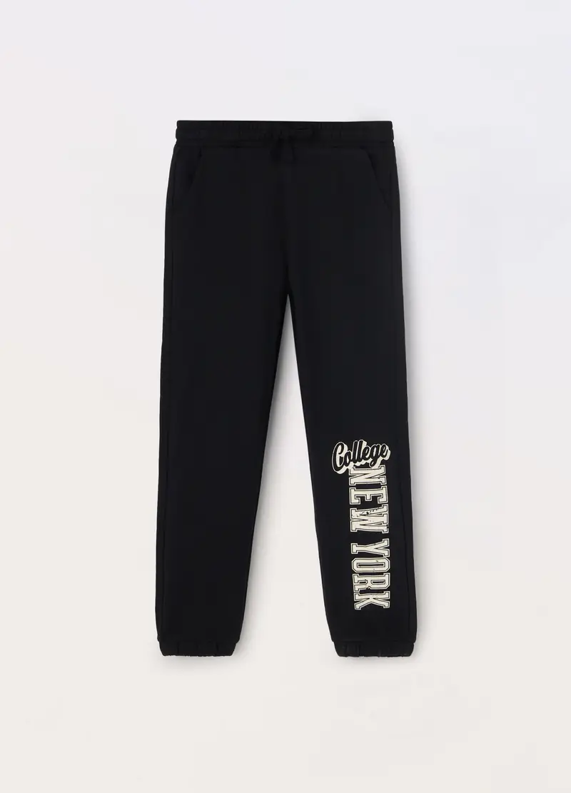 Blukids, Jogger In French Terry Di Puro Cotone Ragazza, Bambina, Nero, Taglia: 9-10