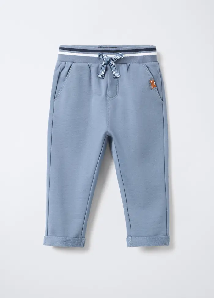 Jogger In Puro Cotone Garzato Fit Regular Bimbo, Bambino, Azzurro chiaro