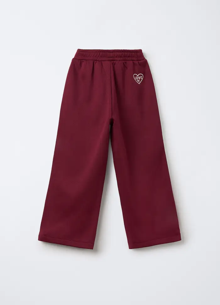 Jogger Wide Leg Bambina, Rosso scuro