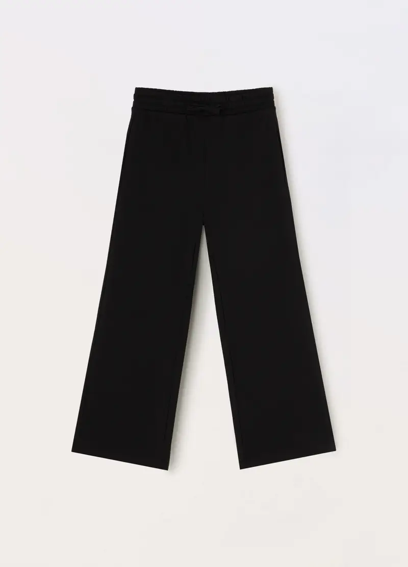 Blukids Jogger Wide Leg In French Terry Di Puro Cotone Ragazza, Bambina, Nero, Taglia: 9