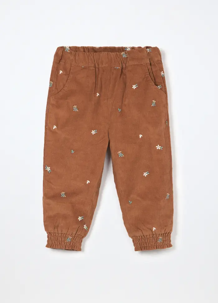 Blukids Joggers In Velluto A Coste Neonata, Bambina, Marrone cioccolato