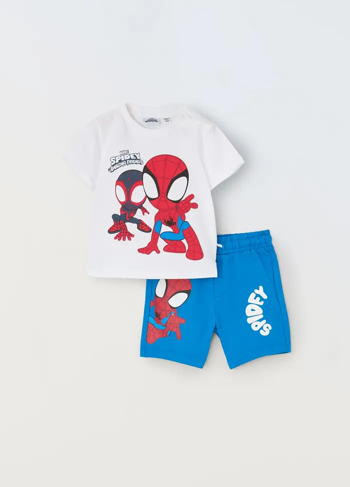 Blukids Jogging Set Corto In Jersey Di Puro Cotone Neonato, Bambino, Bianco