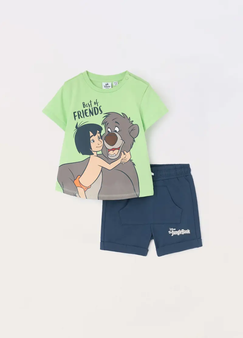 Blukids, Jogging Set Corto In Jersey Di Puro Cotone Neonato, Bambino, Verde foglia, Taglia: 9-12