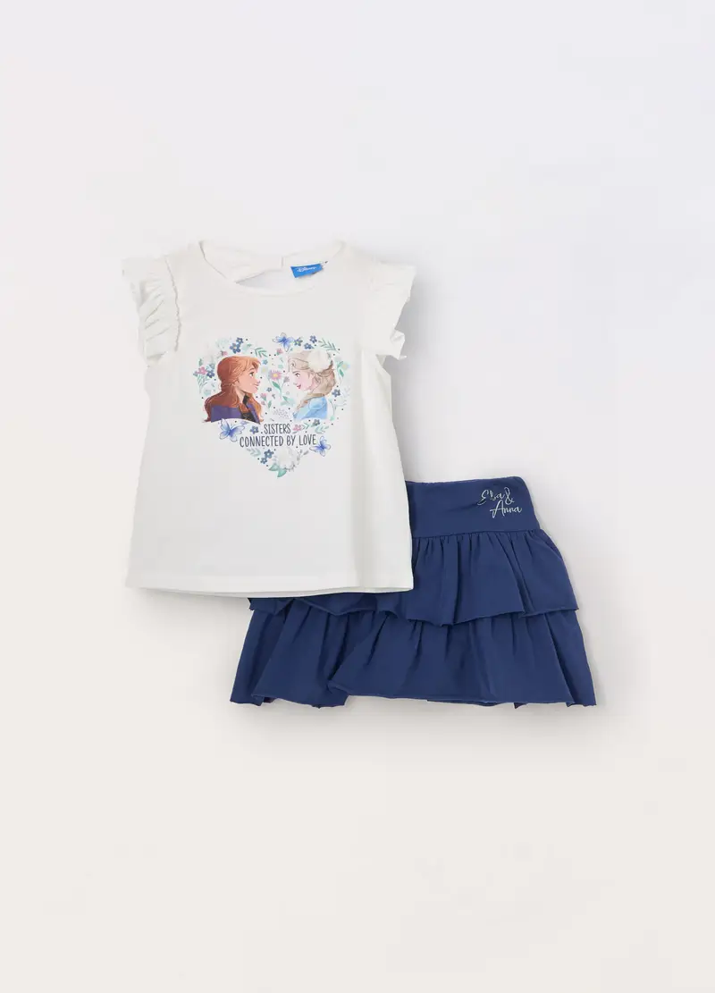 Blukids Jogging Set Frozen In Cotone Stretch Bambina, Bianco/Blu
