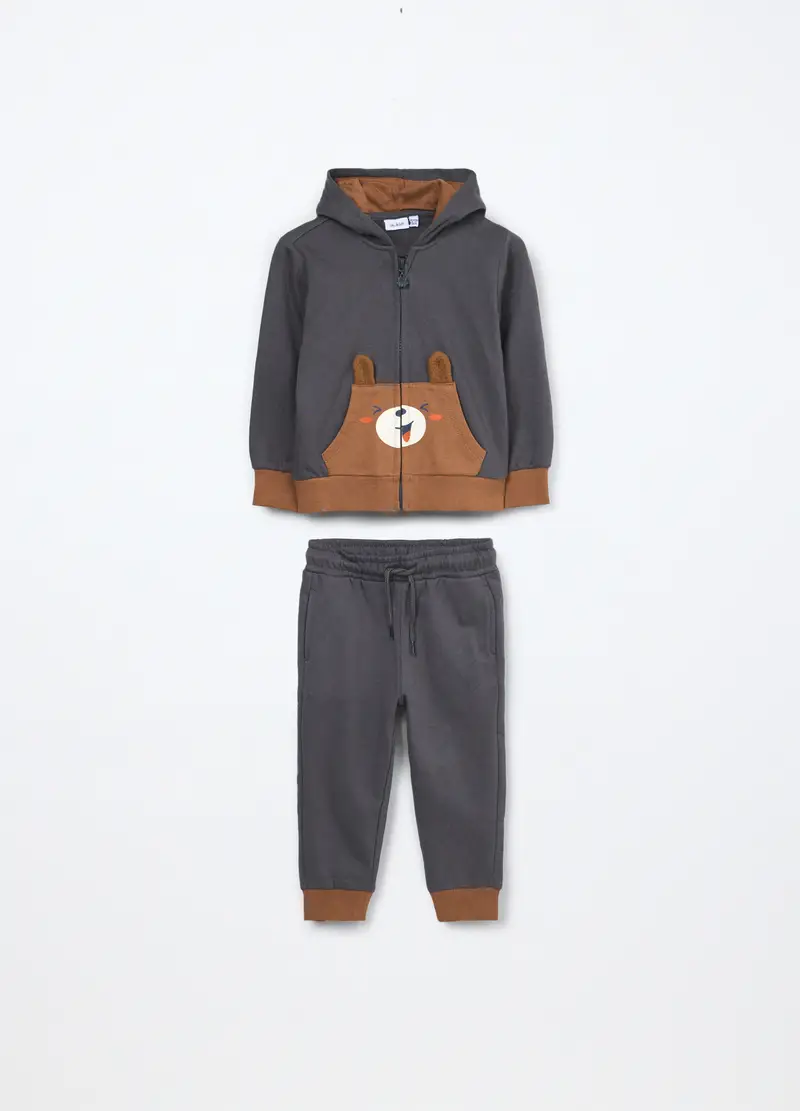 Blukids Jogging Set In Felpa Di Puro Cotone Neonato, Bambino, Grigio scuro