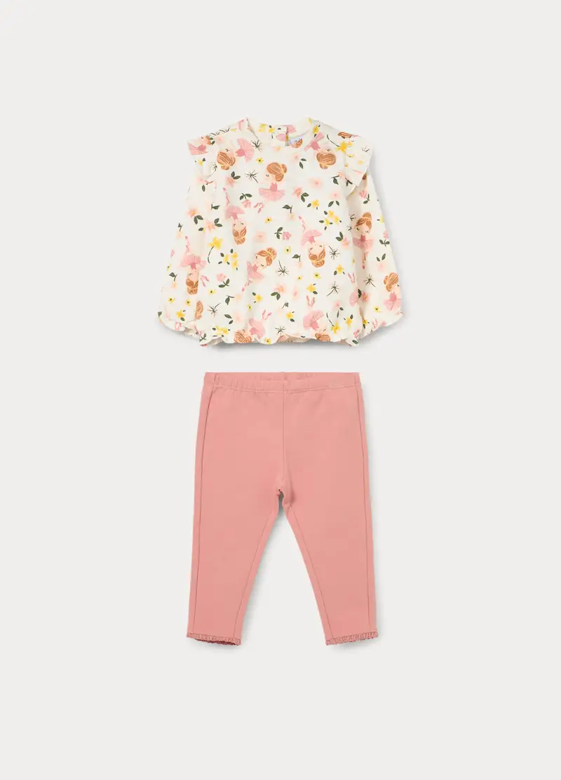 Blukids Jogging Set In French Terry Di Cotone Stretch Bimba, Bambina, Bianco