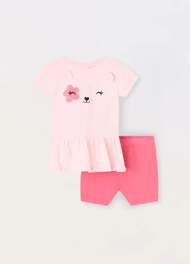 Blukids, Jogging Set In Jersey Di Cotone Stretch Neonata, Bambina, Rosa pastello, Taglia: 9-12