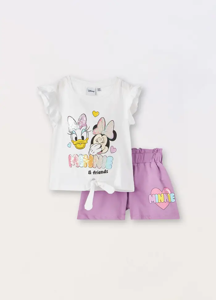 Blukids Jogging Set In Jersey Di Puro Cotone Bambina, Bianco/Viola