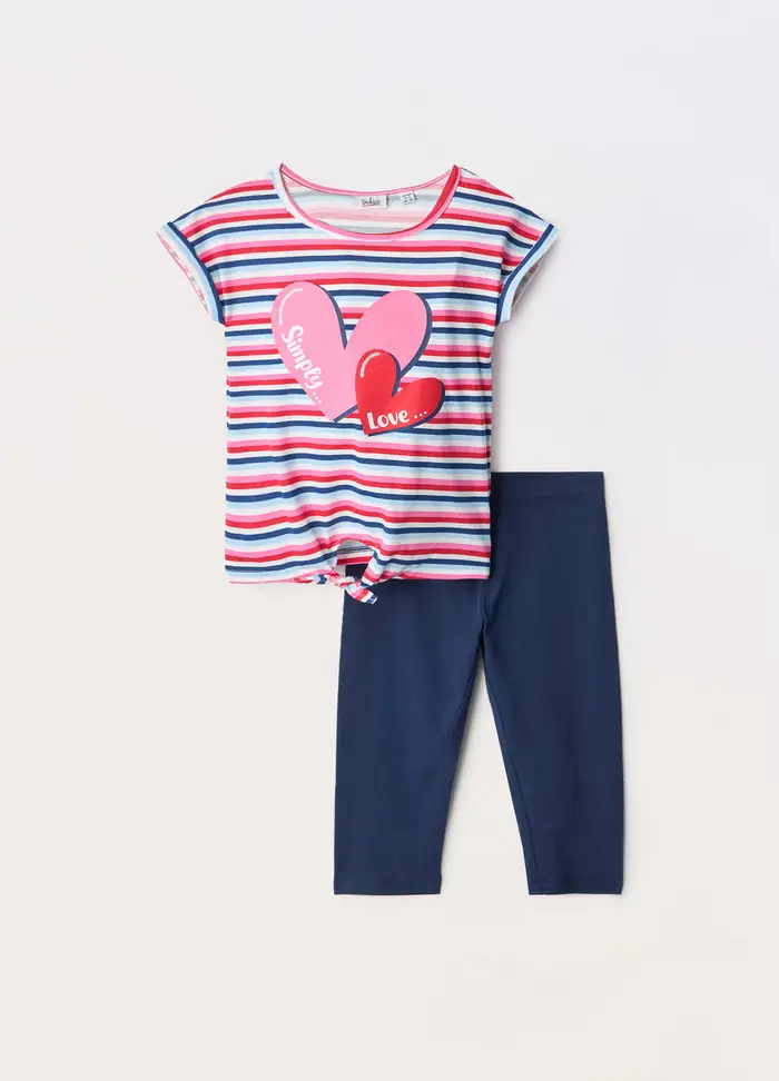 Blukids Jogging Set In Jersey Di Puro Cotone Bambina, Blu scuro