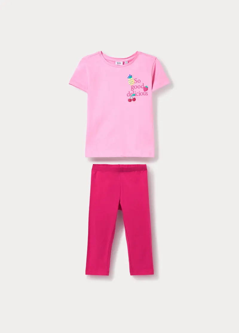 Blukids Jogging Set In Jersey Di Puro Cotone Bambina, Rosa pastello