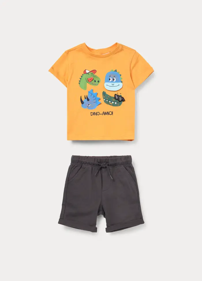 Jogging Set In Jersey Di Puro Cotone, Bambino, Arancione chiaro