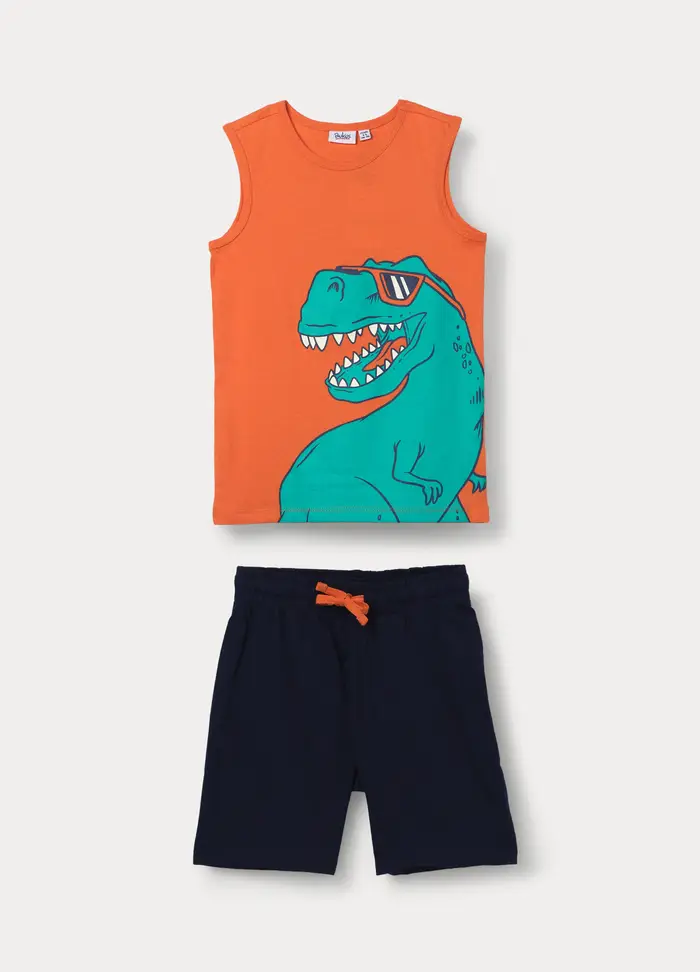 Jogging Set In Jersey Di Puro Cotone Bambino, Arancione papaya