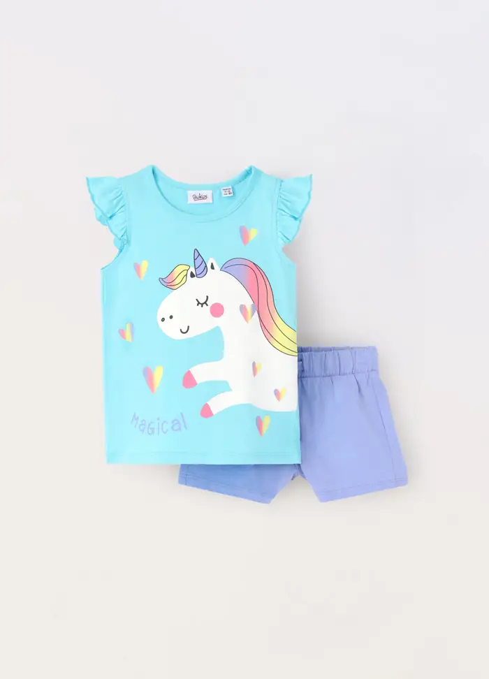 Blukids Jogging Set In Jersey Di Puro Cotone Neonata, Bambina, Azzurro cielo
