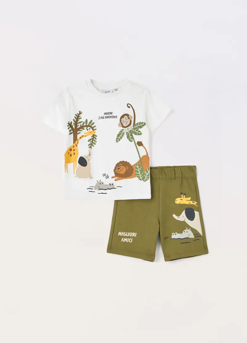 Blukids, Jogging Set In Jersey Di Puro Cotone Neonato, Bambino, Bianco, Taglia: 9-12