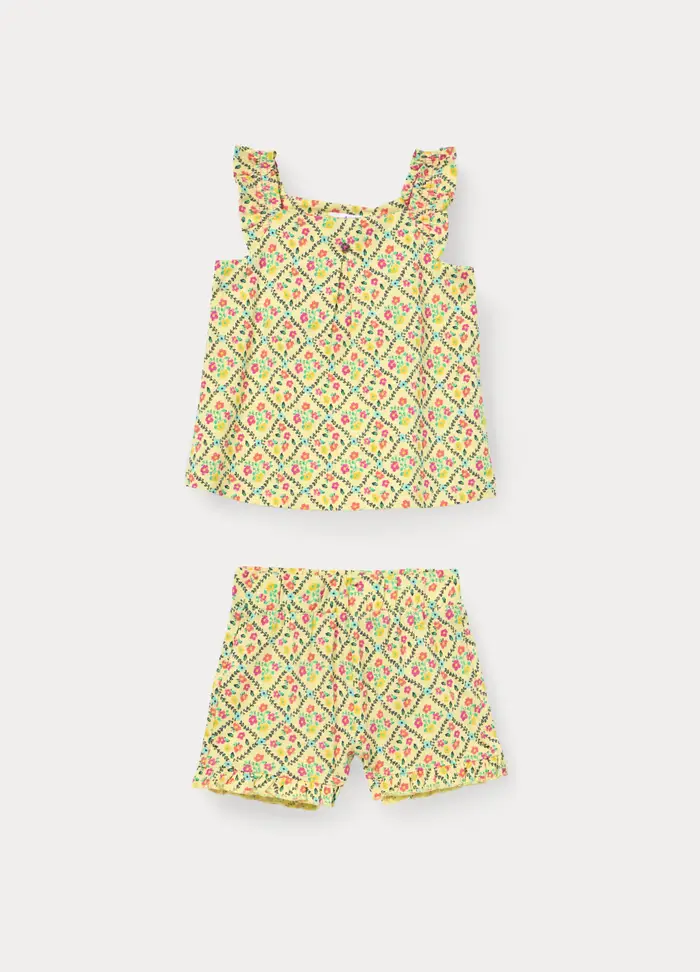 Blukids Jogging Set In Jersey Di Puro Cotone Slub, Bambina, Giallo limone