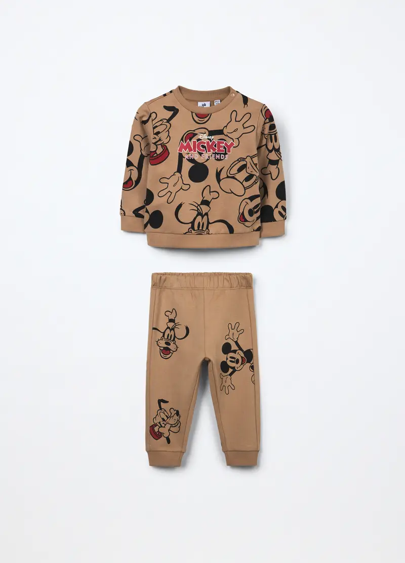 Blukids Jogging Set In Puro Cotone Fleece Neonato, Bambino, Beige chiaro