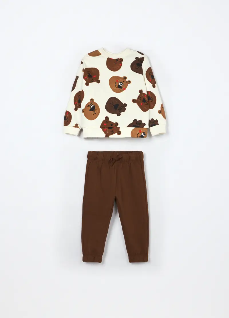 Blukids Jogging Set In Puro Cotone Fleece Neonato, Bambino, Bianco