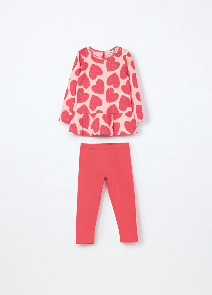 Blukids Jogging Set In Puro Cotone Neonata, Bambina, Rosa fuxia