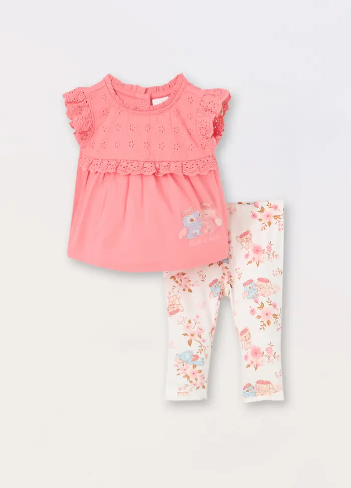Blukids Jogging Set In Puro Cotone Organico Neonata, Rosa pastello