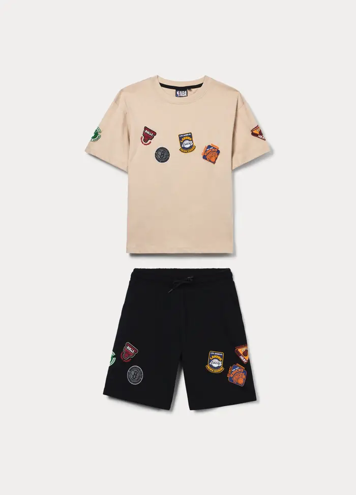 Blukids Jogging Set Nba In Jersey Di Puro Cotone Ragazzo, Bambino, Beige chiaro